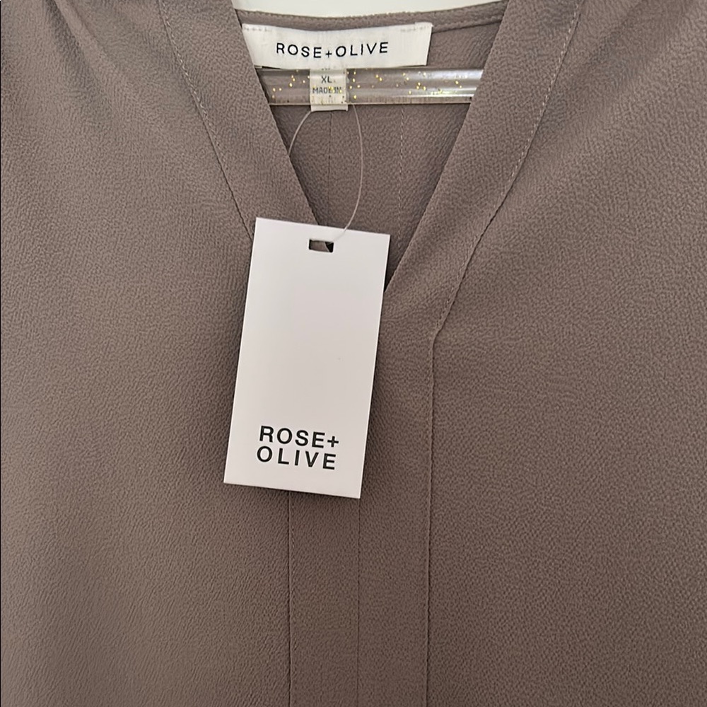 Rose & Olive Taupe Long Sleeve Blouse - Picture 2 of 5